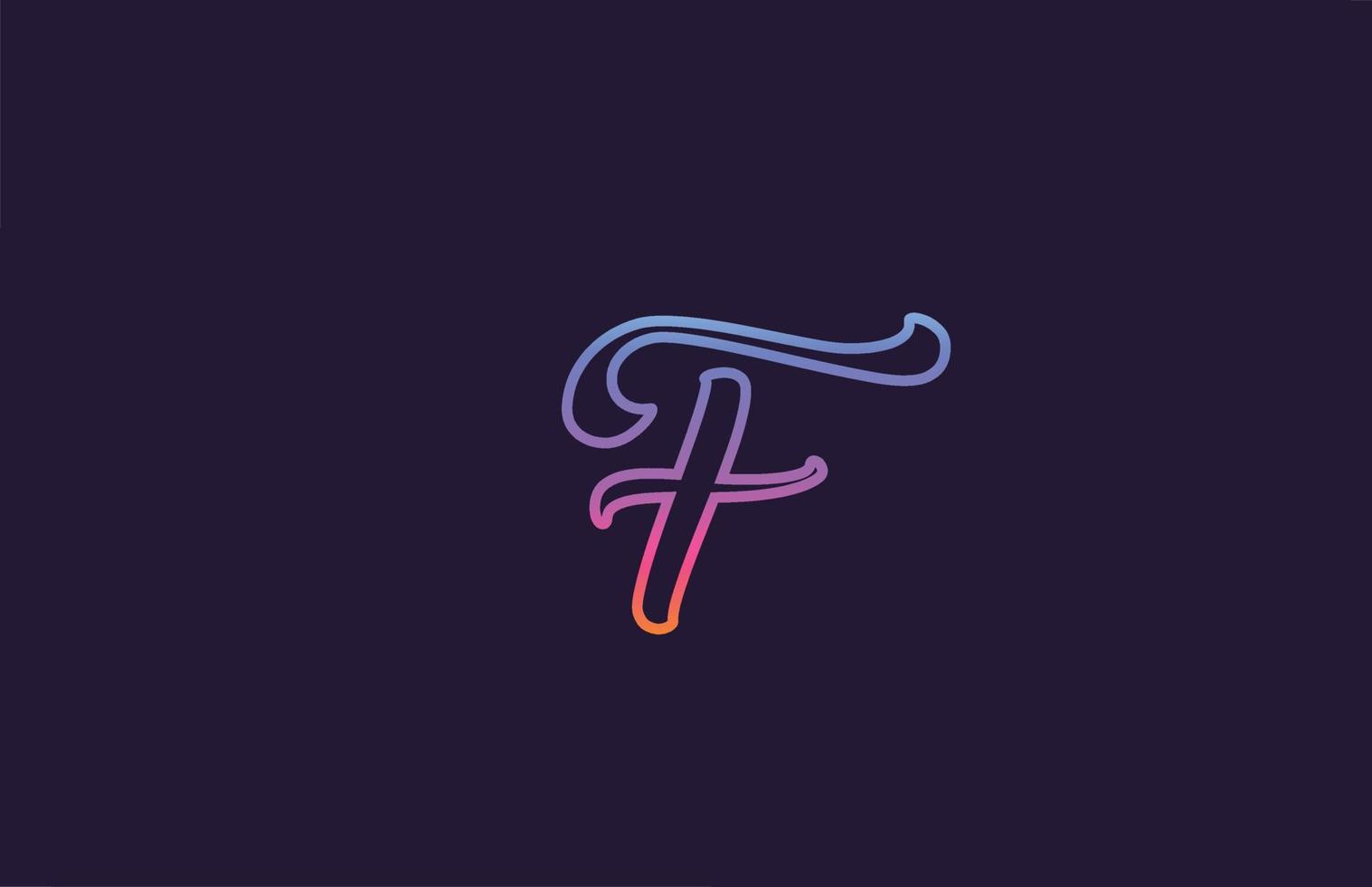 f diseño del logotipo del icono de la letra del alfabeto. plantilla creativa para empresas y empresas con color de línea colorido vector