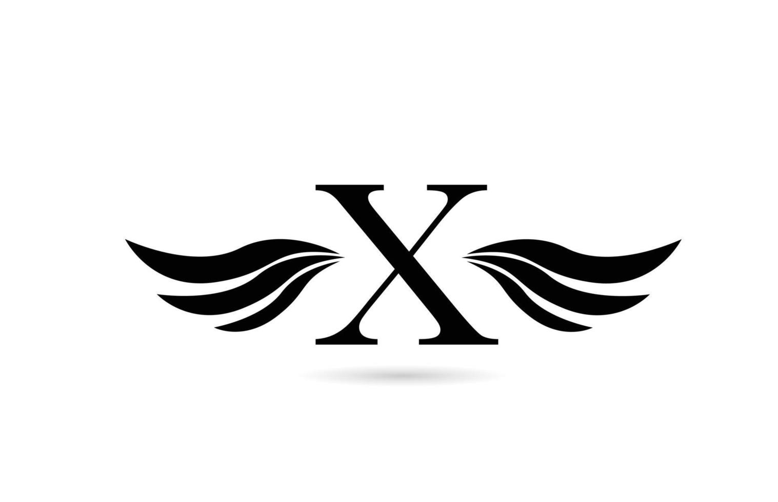 X alphabet letter logo icon design with wings. Creative template for business and company in white and black vector