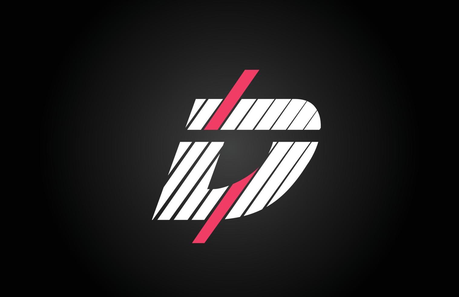 diseño de línea d diseño del logotipo del icono de la letra del alfabeto. plantilla creativa para empresas y empresas con color rosa y blanco vector