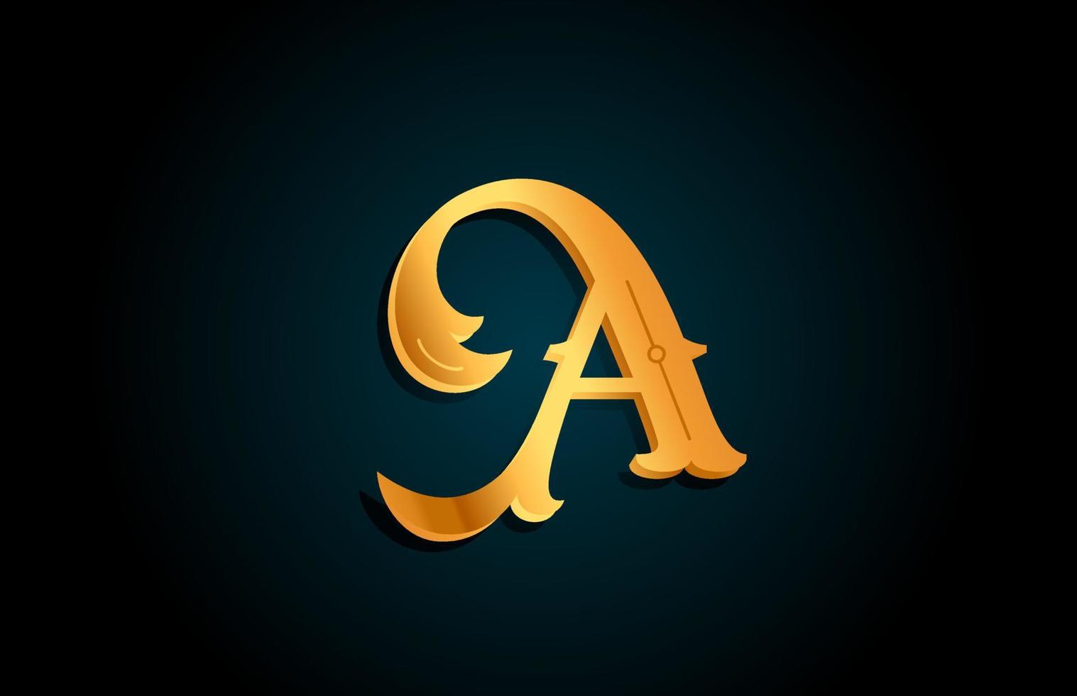 dorado un icono de diseño del logotipo de la letra del alfabeto. plantilla creativa para negocio o empresa con color amarillo vector
