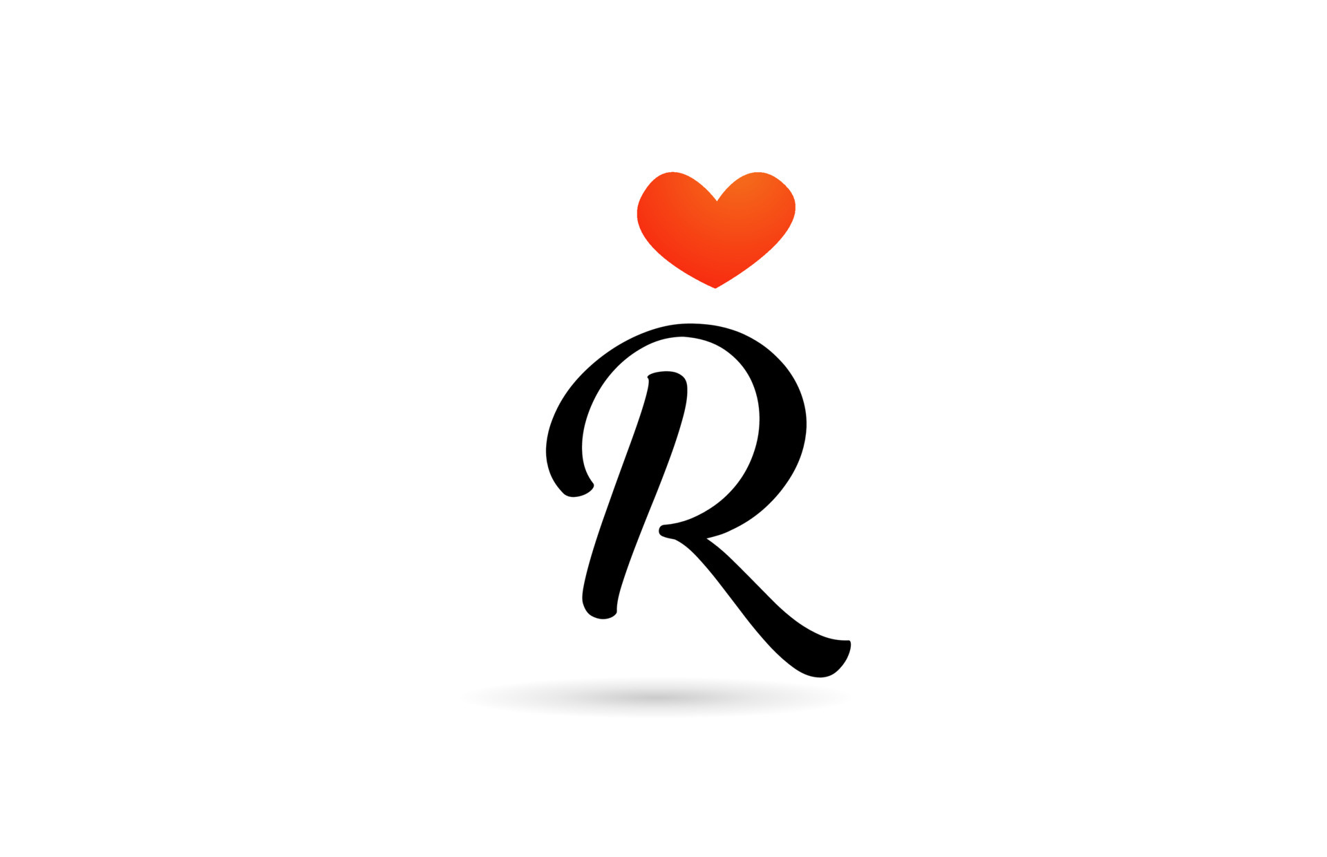 Handwritten R Alphabet Letter Icon Logo Design Creative Template For Business With Love Heart Vector Art At Vecteezy