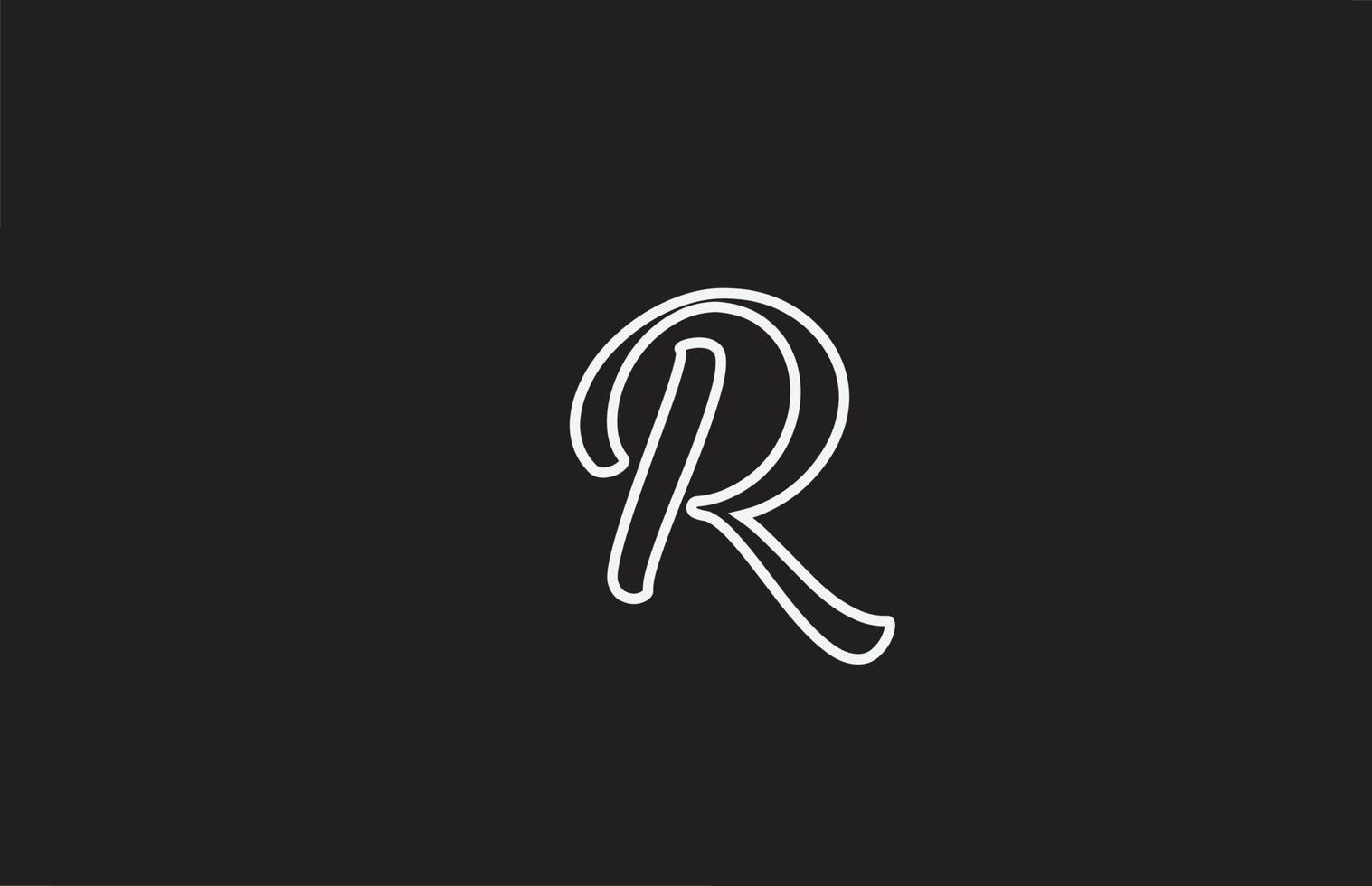 line R icon logo design with handwritten style. Creative template for company vector