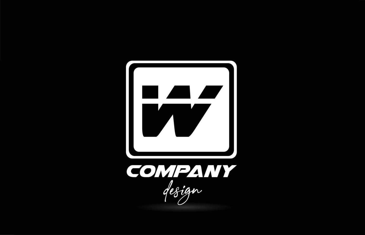 square W alphabet icon letter logo with black and white design. Creative template for company and business vector
