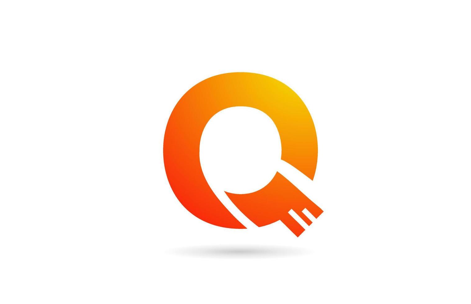 Q orange gradient alphabet letter logo design icon. Creative template for business vector