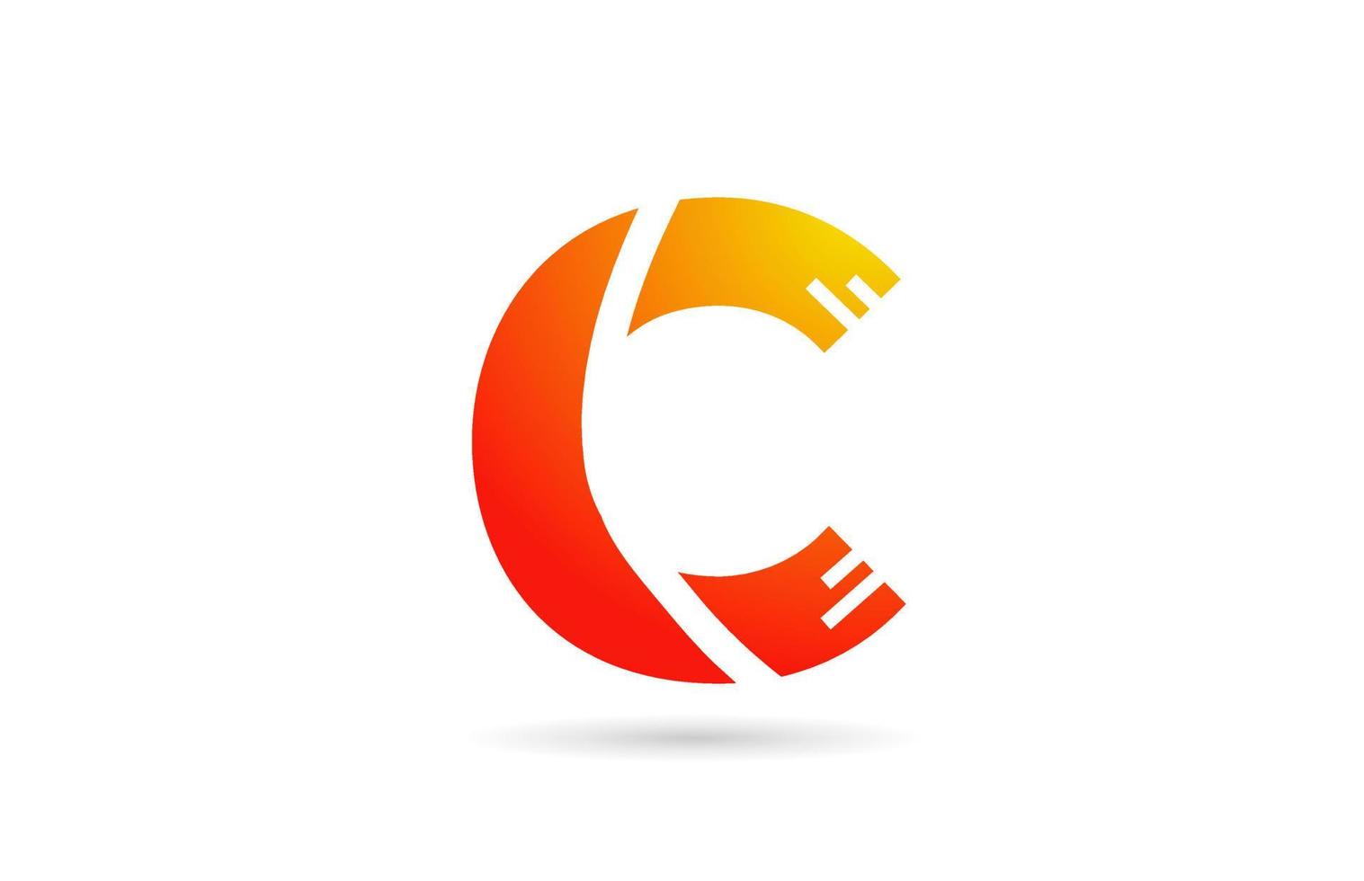 C orange gradient alphabet letter logo design icon. Creative template for business vector