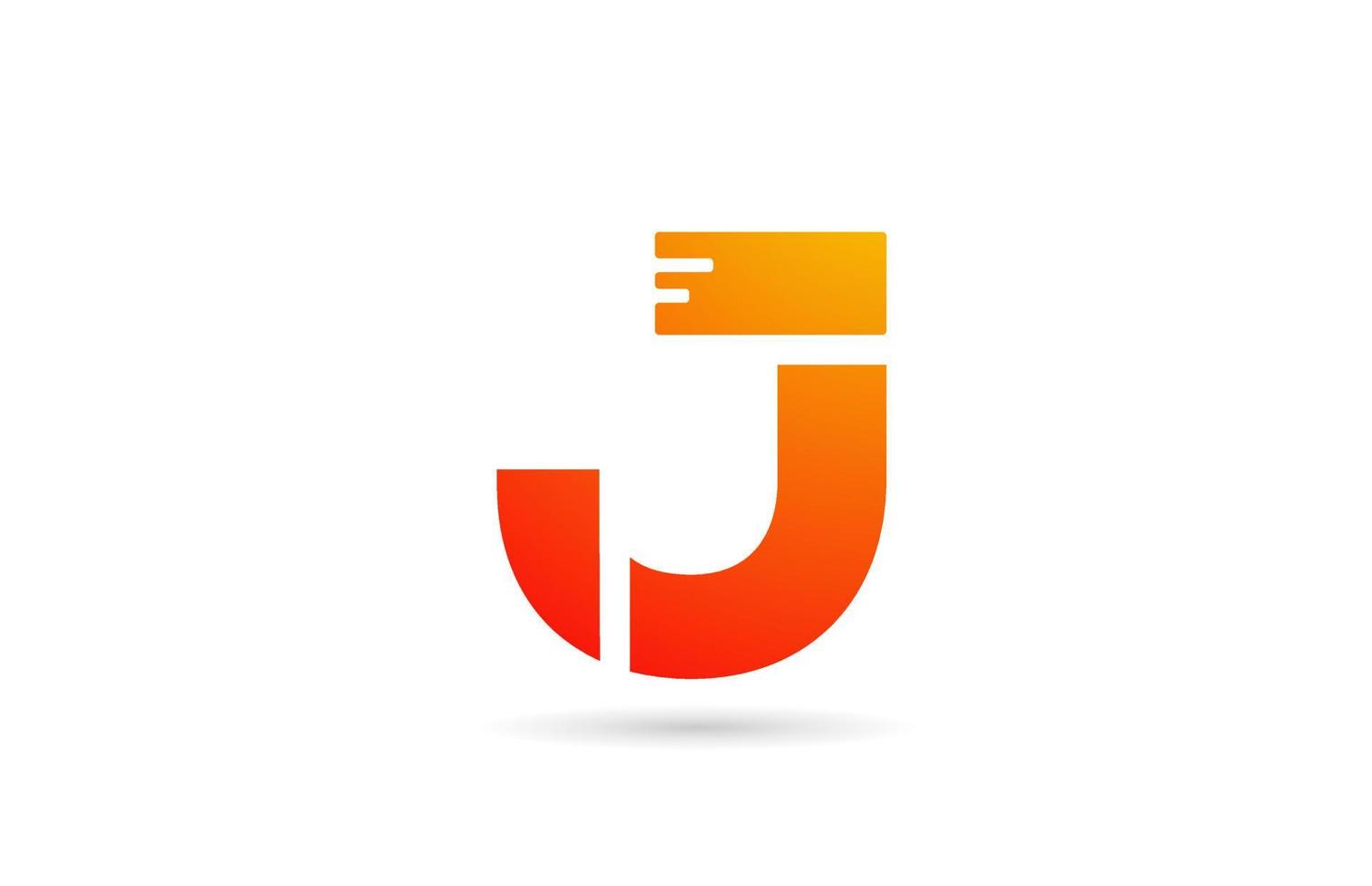 J orange gradient alphabet letter logo design icon. Creative template for business vector