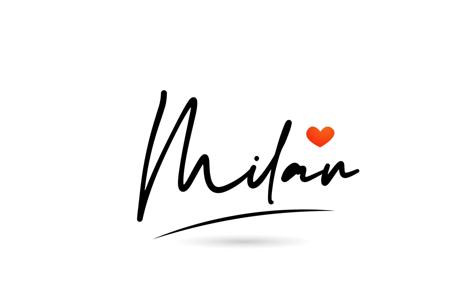 Milan city text with red love heart design. Typography handwritten design  icon 5865982 Vector Art at Vecteezy