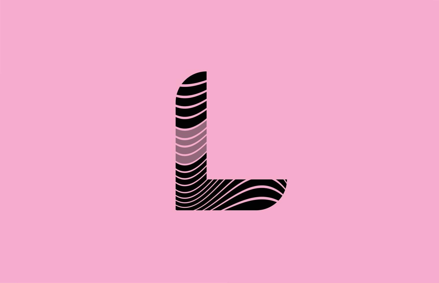 black letter L logo design icon with pink background. Creative template for company with lines vector