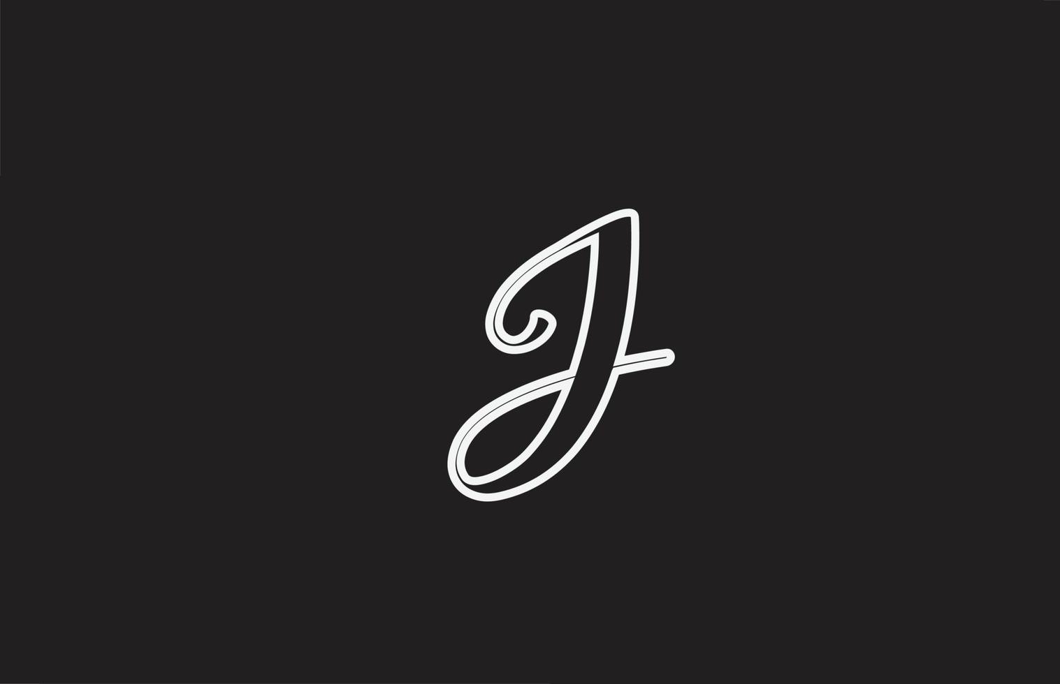 diseño de logotipo de icono de línea j con estilo escrito a mano. plantilla creativa para empresa vector