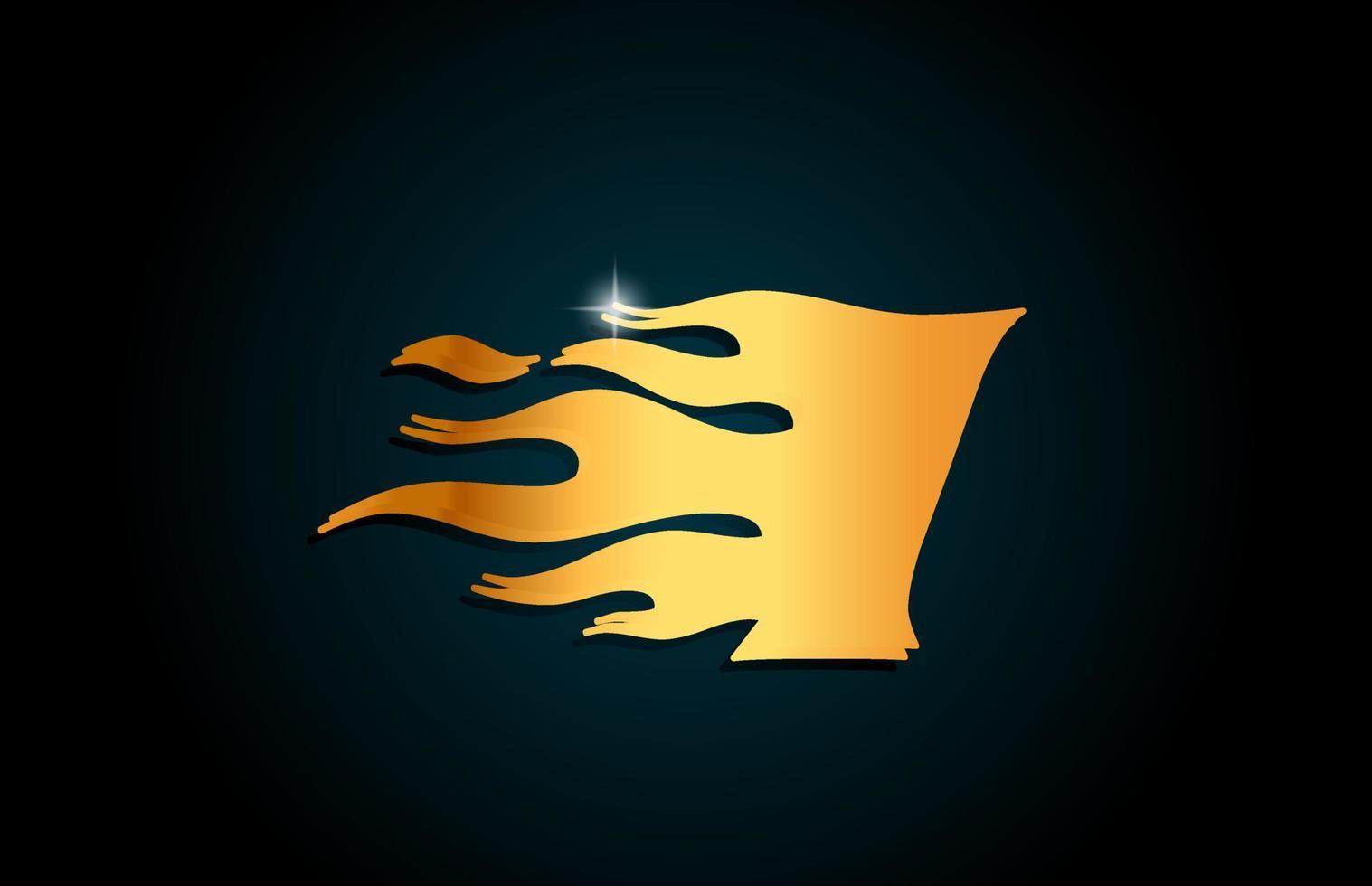 Diseño del logotipo del icono de la letra del alfabeto i dorado. plantilla creativa para negocios con llamas doradas vector
