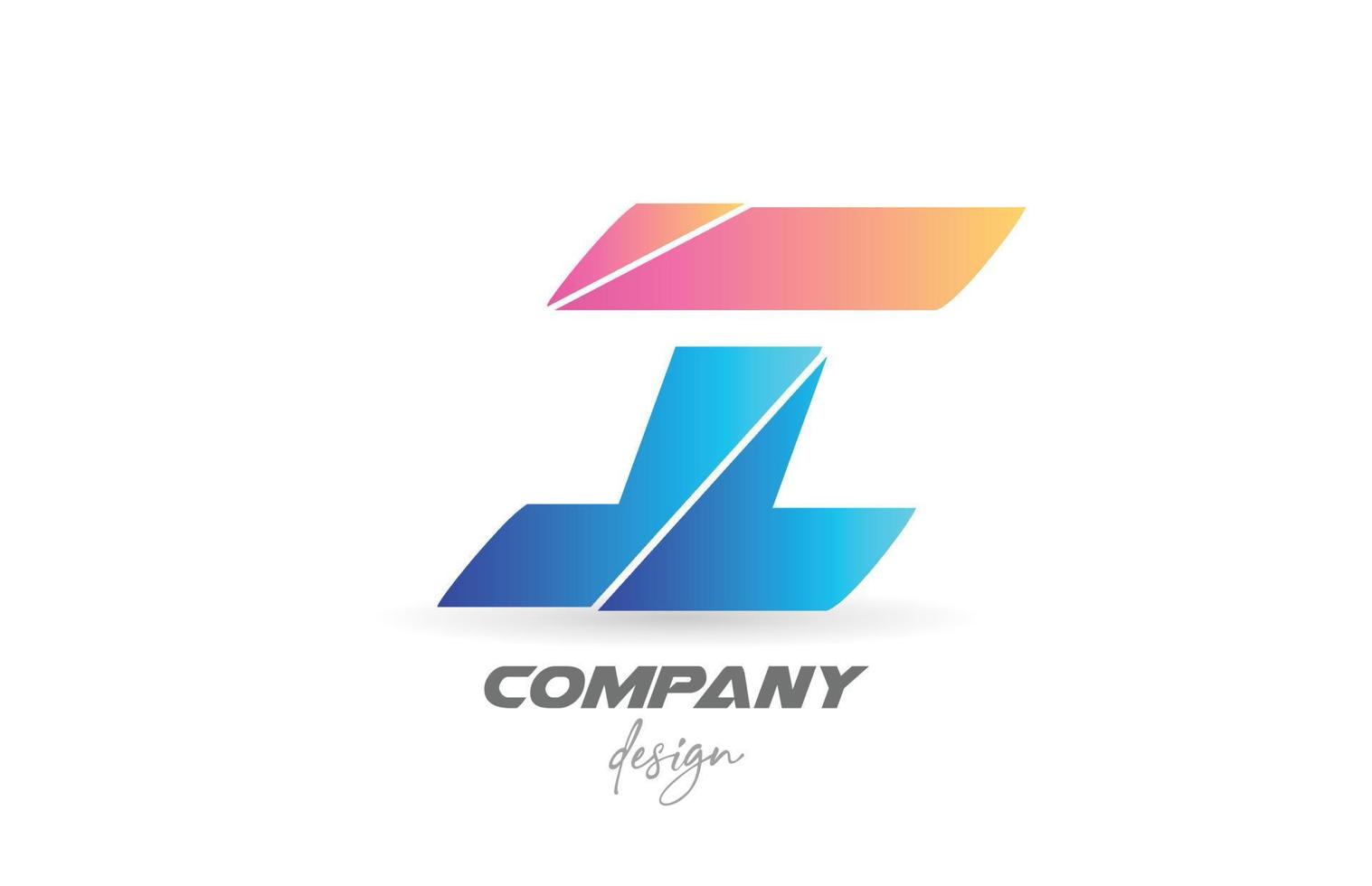 Colorful I alphabet letter logo icon with sliced design and blue pink colors. Creative template for business and company vector