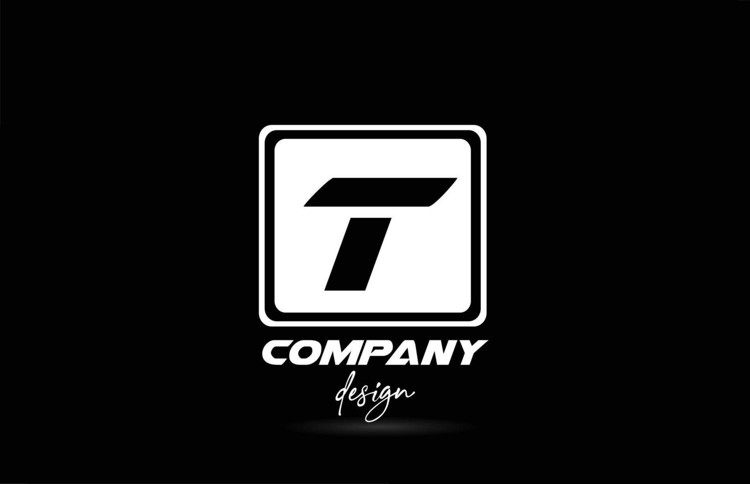 Logotipo de letra de icono de alfabeto cuadrado t con diseño en blanco y negro. plantilla creativa para empresa y negocio vector