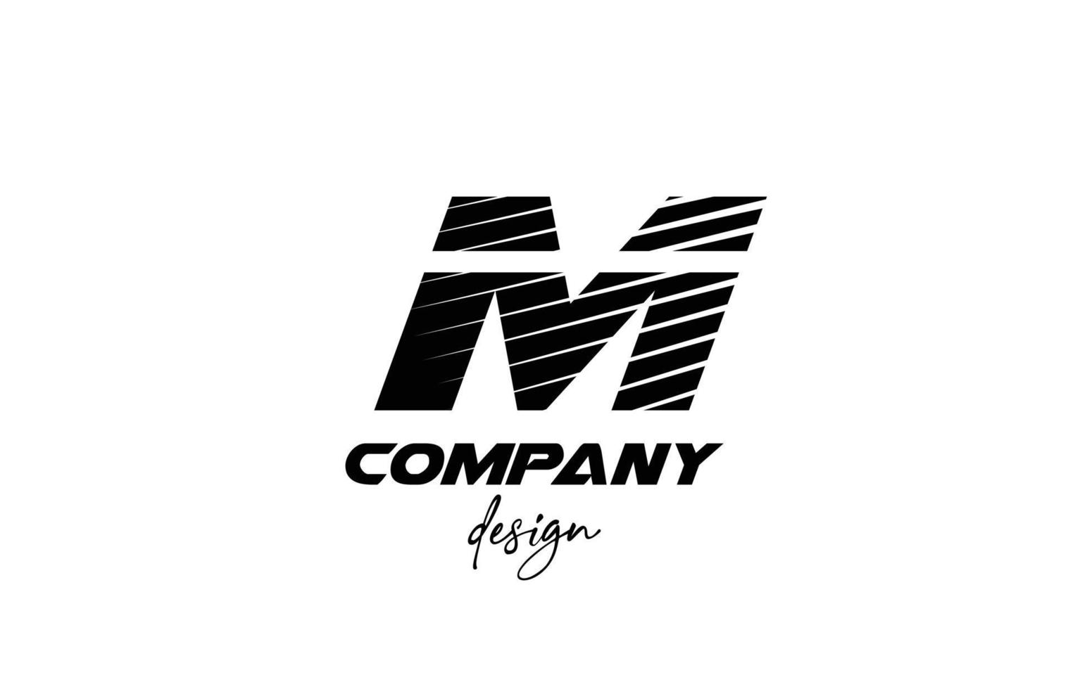 white and black M alphabet letter icon logo. Creative design for company and business with sliced bold style vector