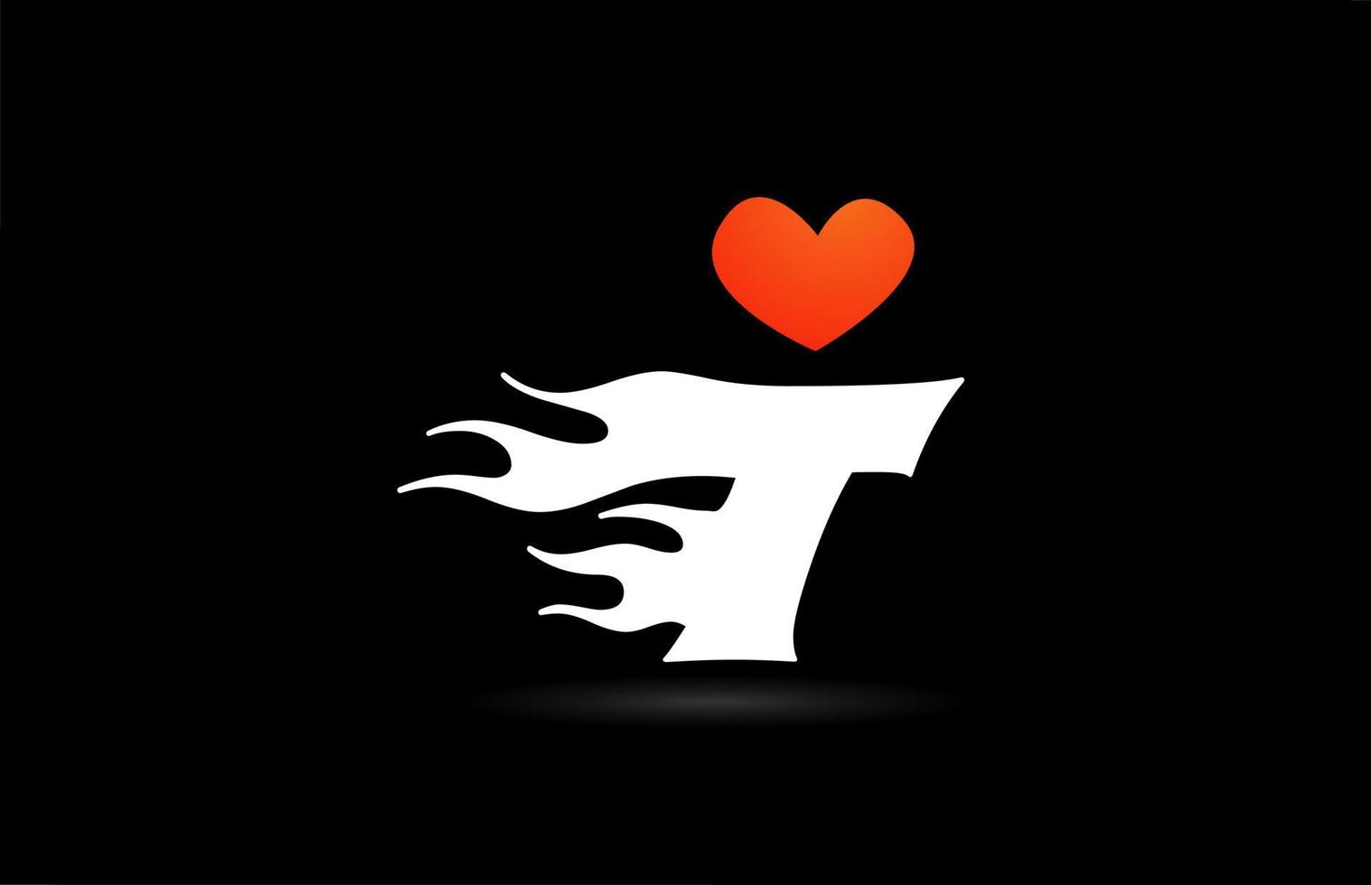 diseño del logotipo del icono de la letra del alfabeto t. plantilla creativa para negocios con amor corazón llamas vector