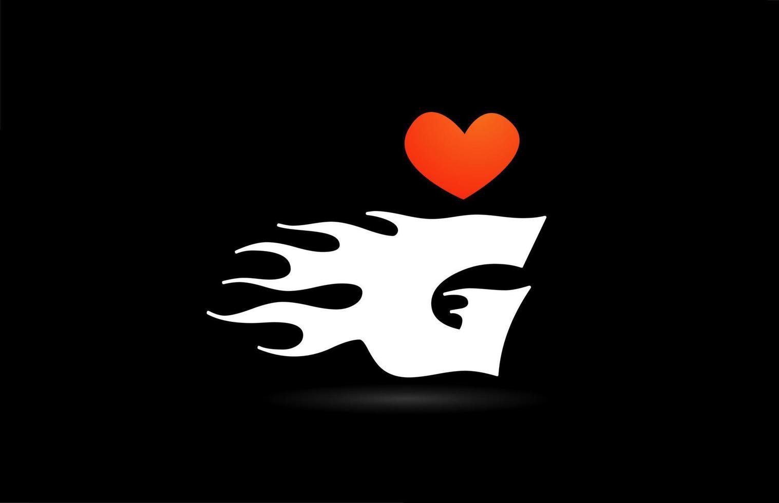 diseño del logotipo del icono de la letra g del alfabeto. plantilla creativa para negocios con amor corazón llamas vector