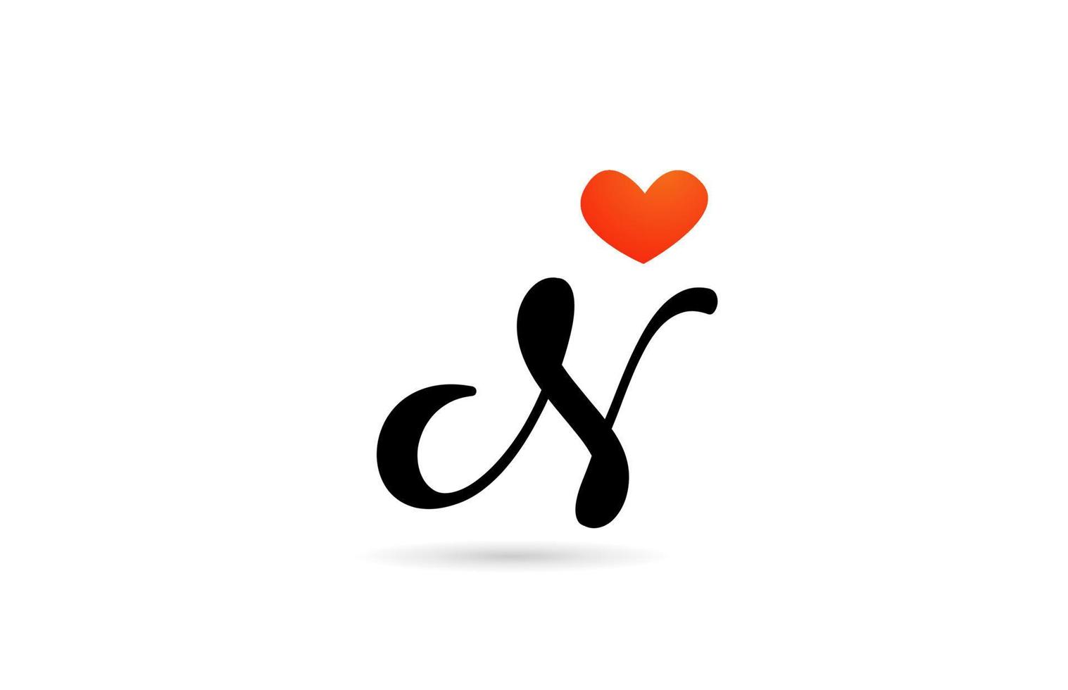 diseño del logotipo del icono de la letra del alfabeto n escrito a mano. plantilla creativa para negocios con corazón de amor vector