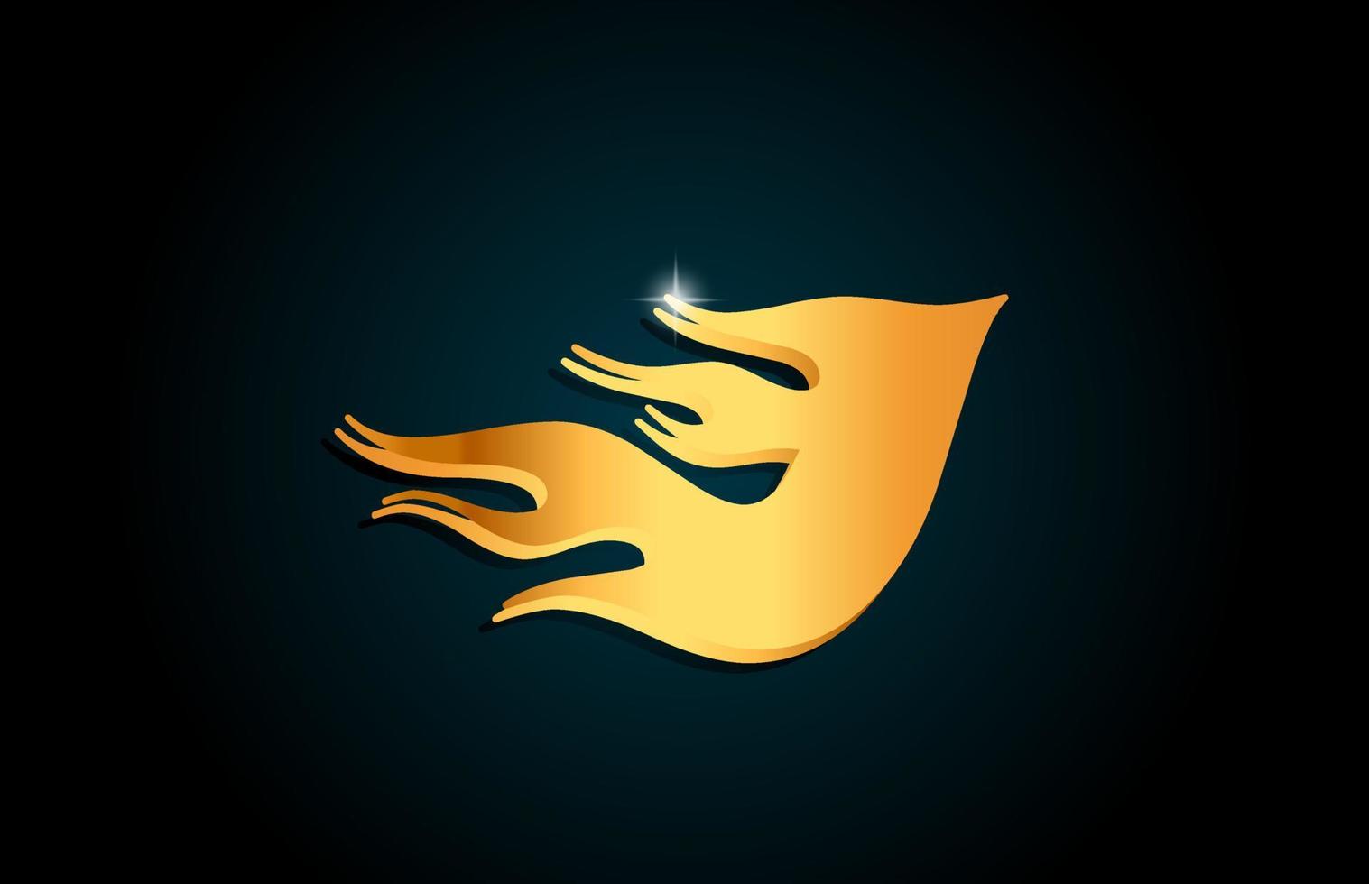 diseño del logotipo del icono de la letra del alfabeto j dorado. plantilla creativa para negocios con llamas doradas vector