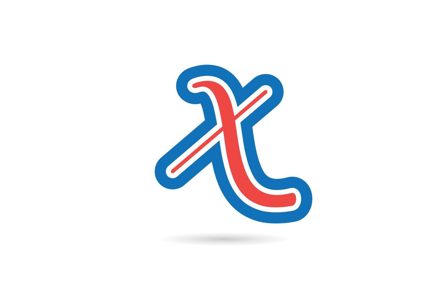 red blue handwritten X alphabet letter logo design icon. Creative template for business and company vector