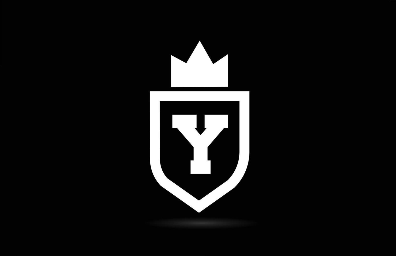 Y alphabet letter logo icon with king crown design. Creative template for company and business in white and black colours vector