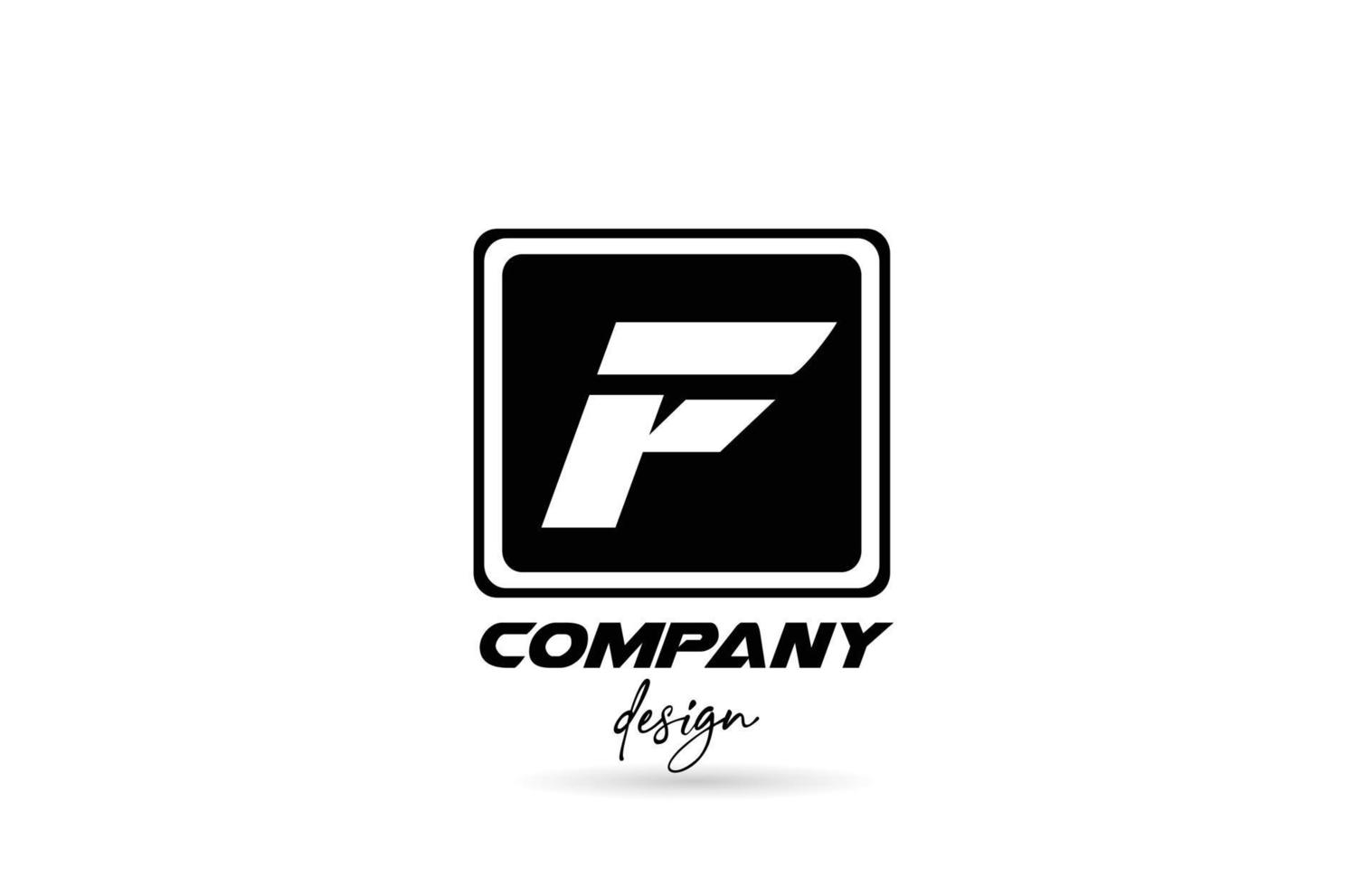 Ícono del logotipo de la letra del alfabeto f con diseño en blanco y negro y cuadrado. plantilla creativa para empresa y negocio vector