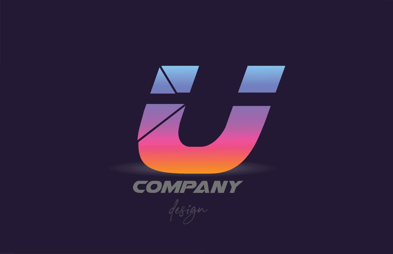 U alphabet letter icon logo with sliced style and colorful design. Creative template for company and business vector