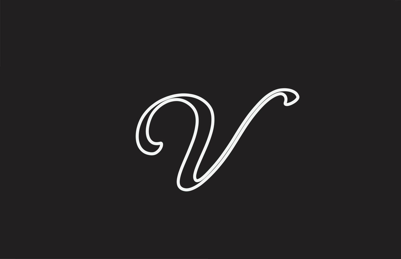 line V icon logo design with handwritten style. Creative template for company vector