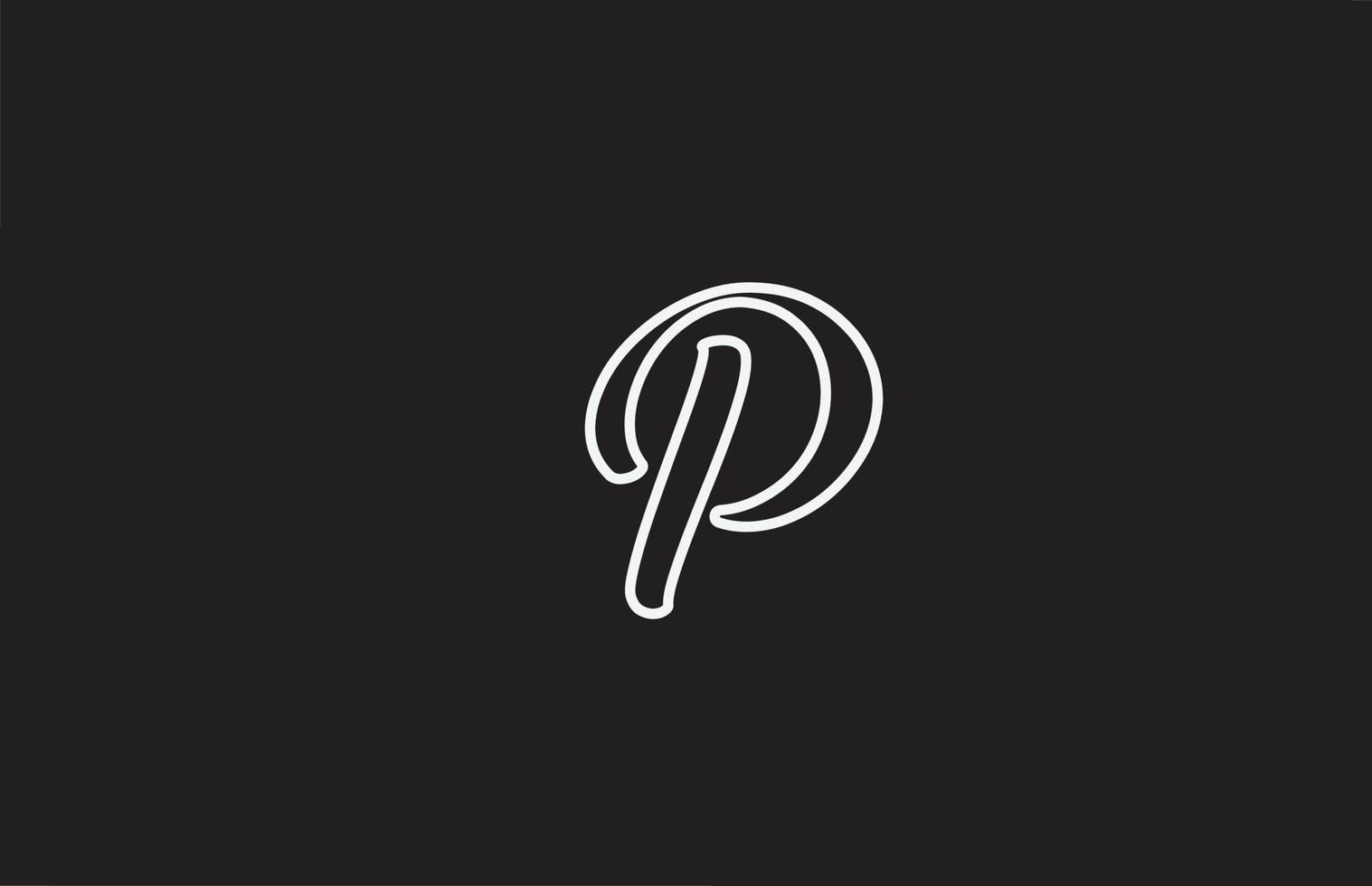 line P icon logo design with handwritten style. Creative template for company vector