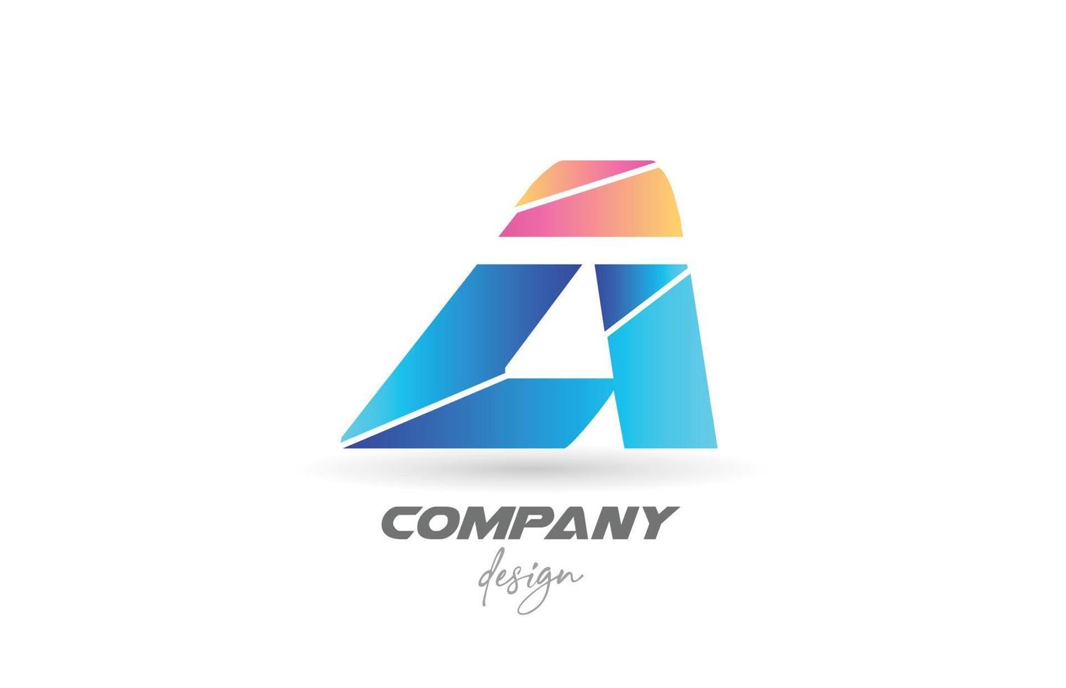 colorido icono del logotipo de una letra del alfabeto con diseño en rodajas y colores rosa azul. plantilla creativa para negocios y empresas. vector