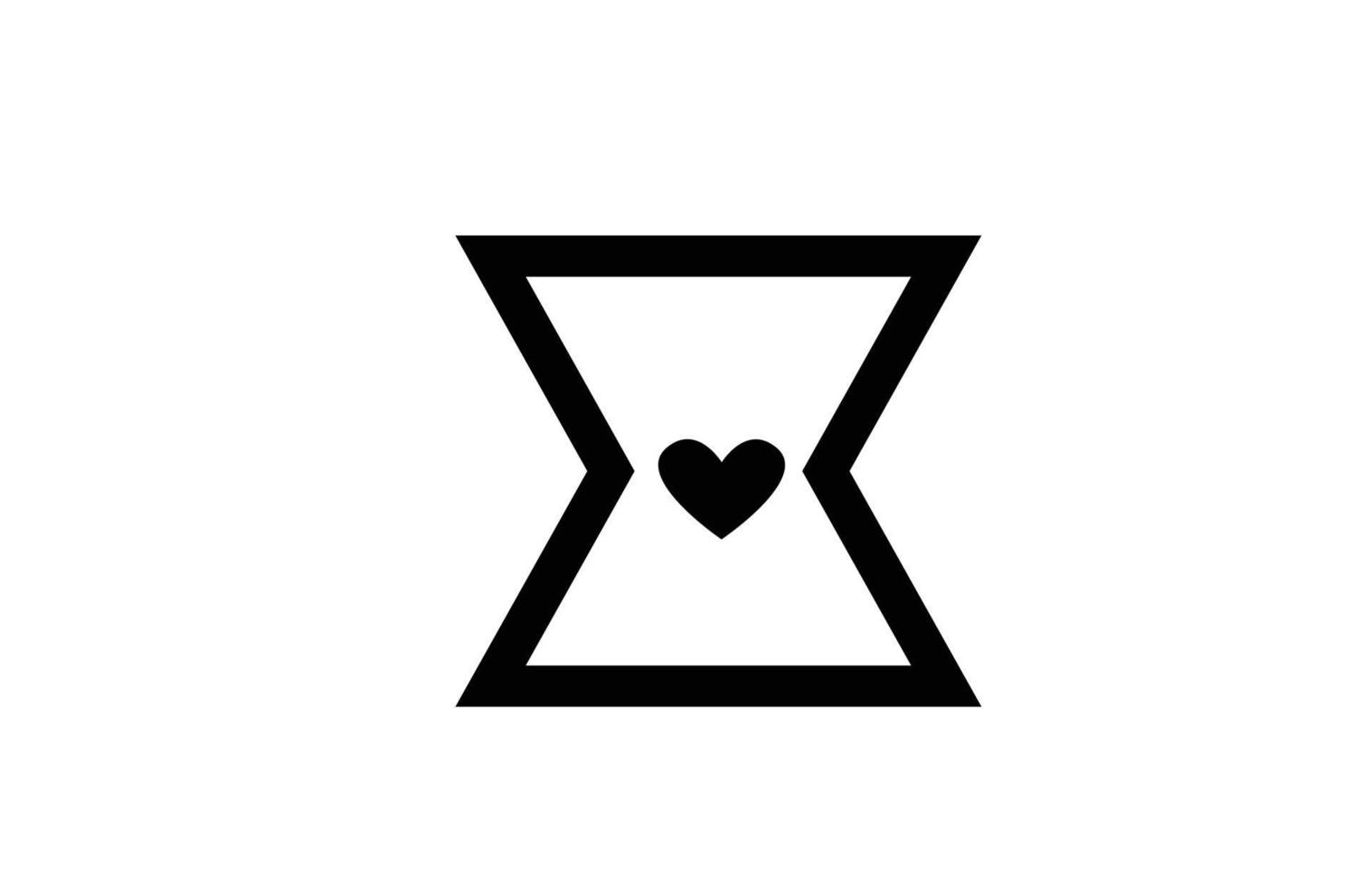 x logotipo de icono de letra del alfabeto de corazón de amor con color y línea en blanco y negro. diseño creativo para empresa o negocio vector