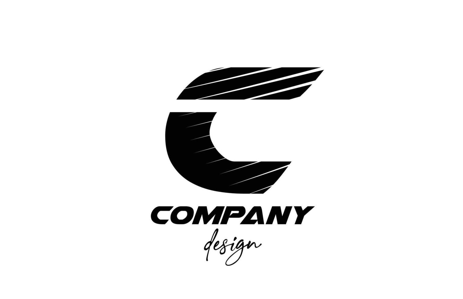 white and black C alphabet letter icon logo. Creative design for company and business with sliced bold style vector