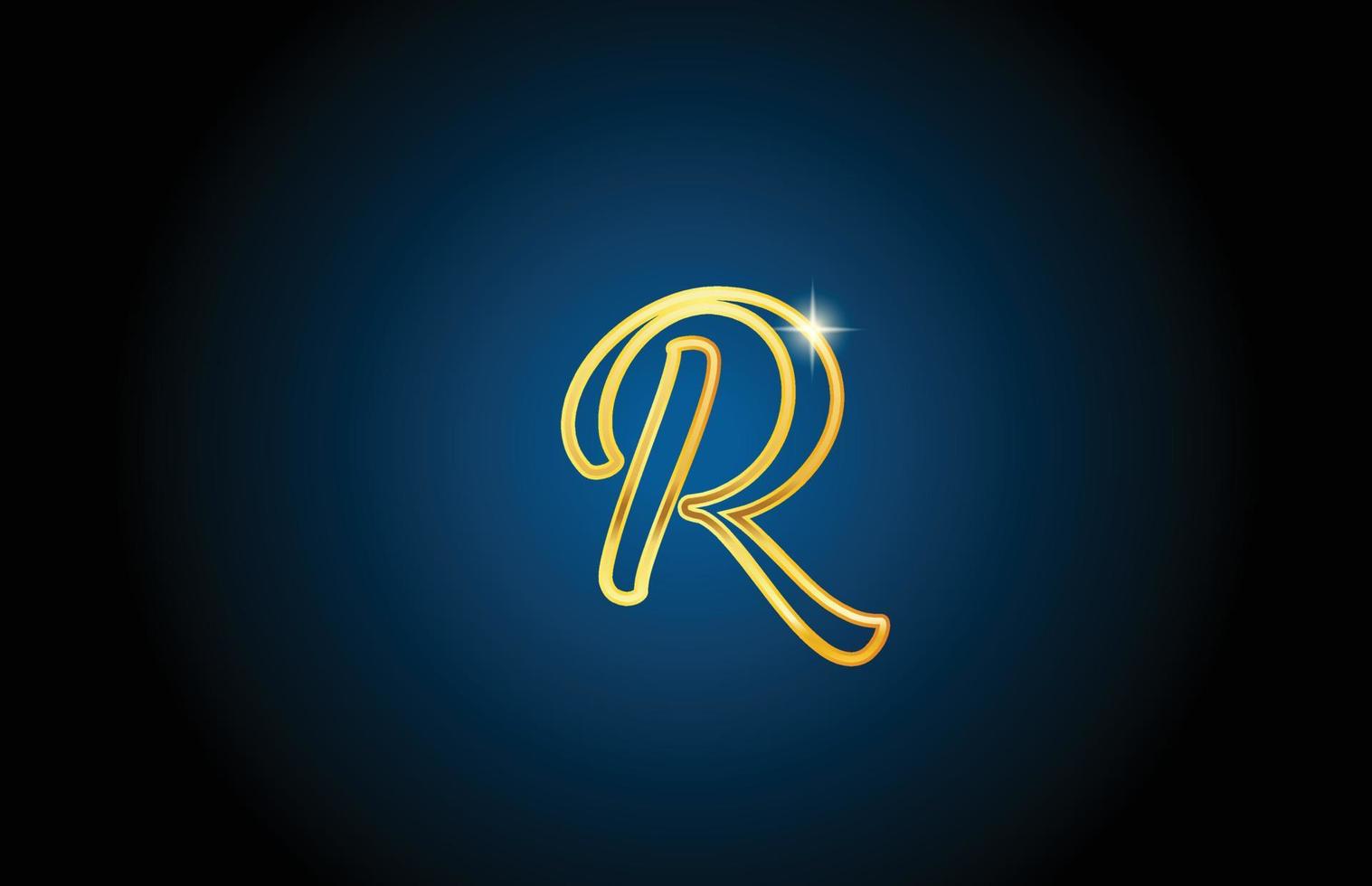 golden line R alphabet letter logo icon design. Creative luxury template for business and company vector