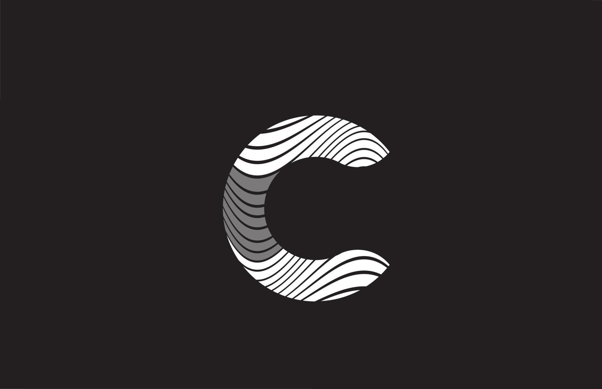 black and white lines C alphabet letter icon logo design. Creative