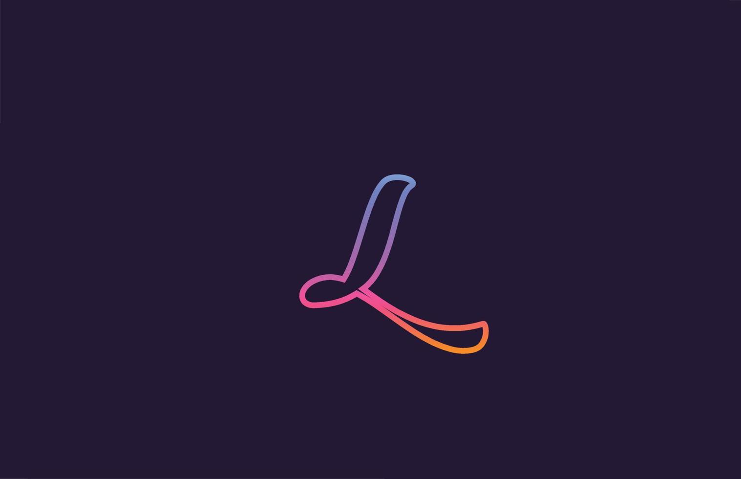 Diseño del logotipo del icono de la letra del alfabeto l. plantilla creativa para empresas y empresas con color de línea colorido vector