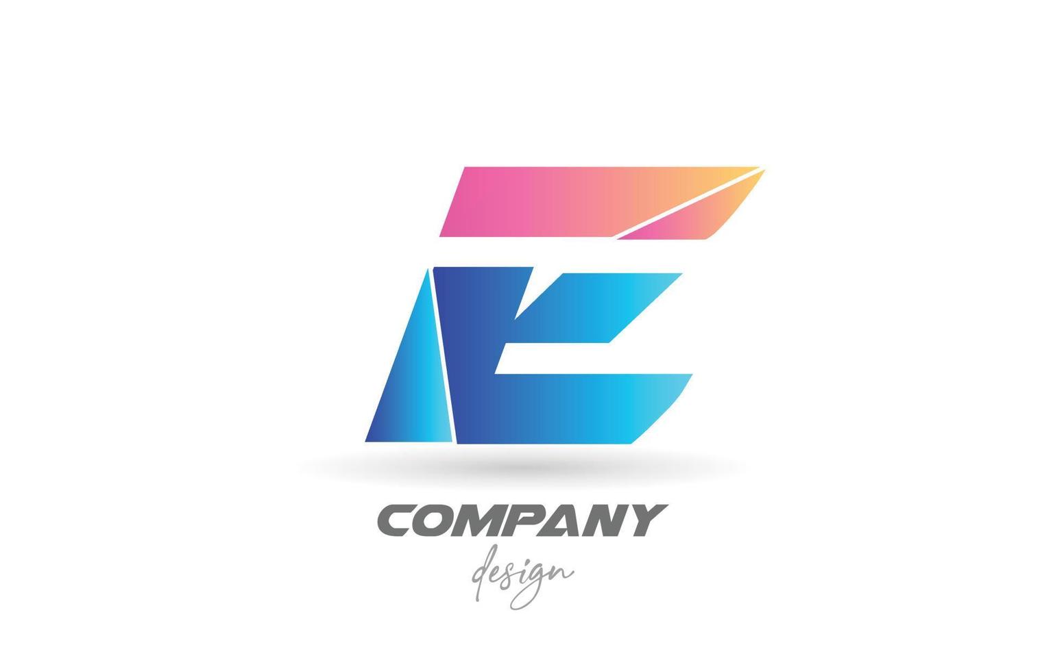 Colorful E alphabet letter logo icon with sliced design and blue pink colors. Creative template for business and company vector