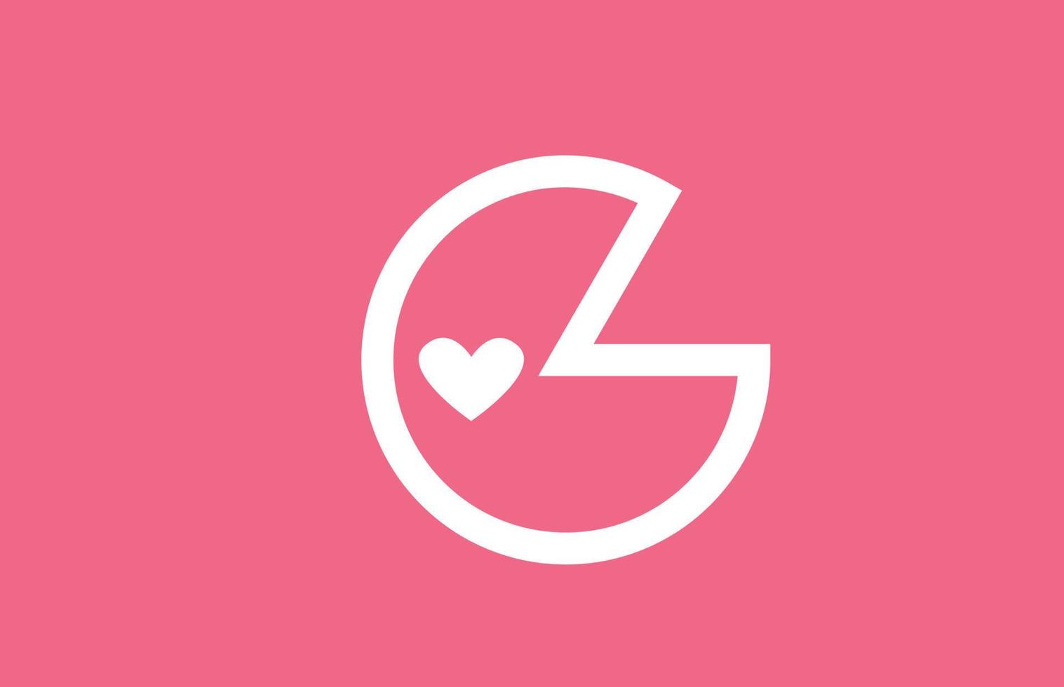 G love heart alphabet letter logo icon with pink color and line. Creative design for a dating site company or business vector