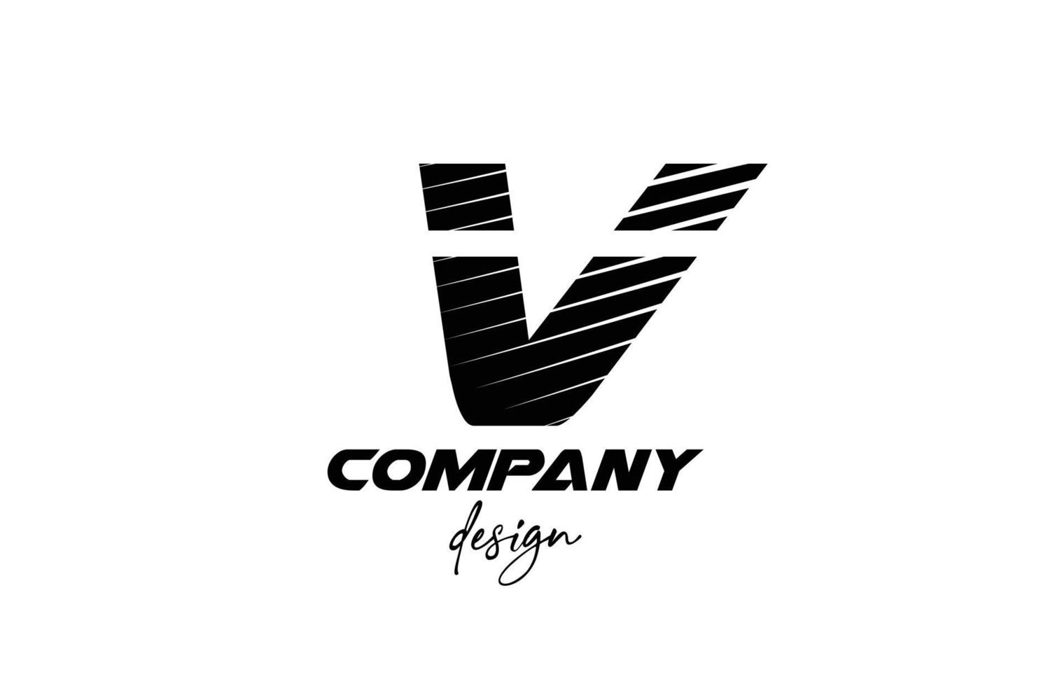 logotipo de icono de letra del alfabeto v blanco y negro. diseño creativo para empresas y negocios con estilo audaz en rodajas vector