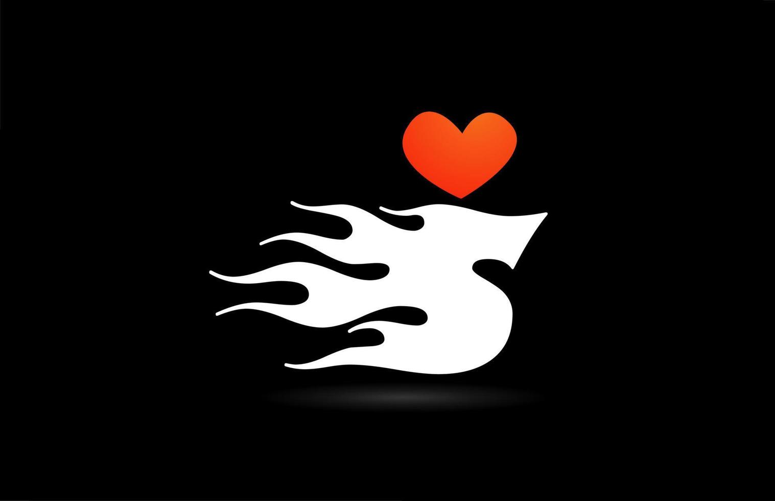 diseño del logotipo del icono de la letra del alfabeto s. plantilla creativa para negocios con amor corazón llamas vector