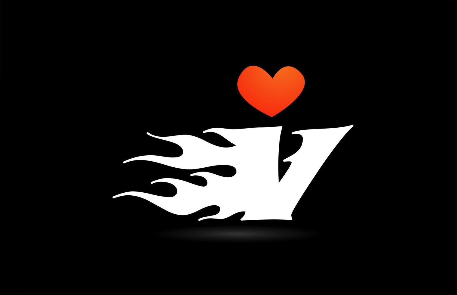 diseño del logotipo del icono de la letra v del alfabeto. plantilla creativa para negocios con amor corazón llamas vector