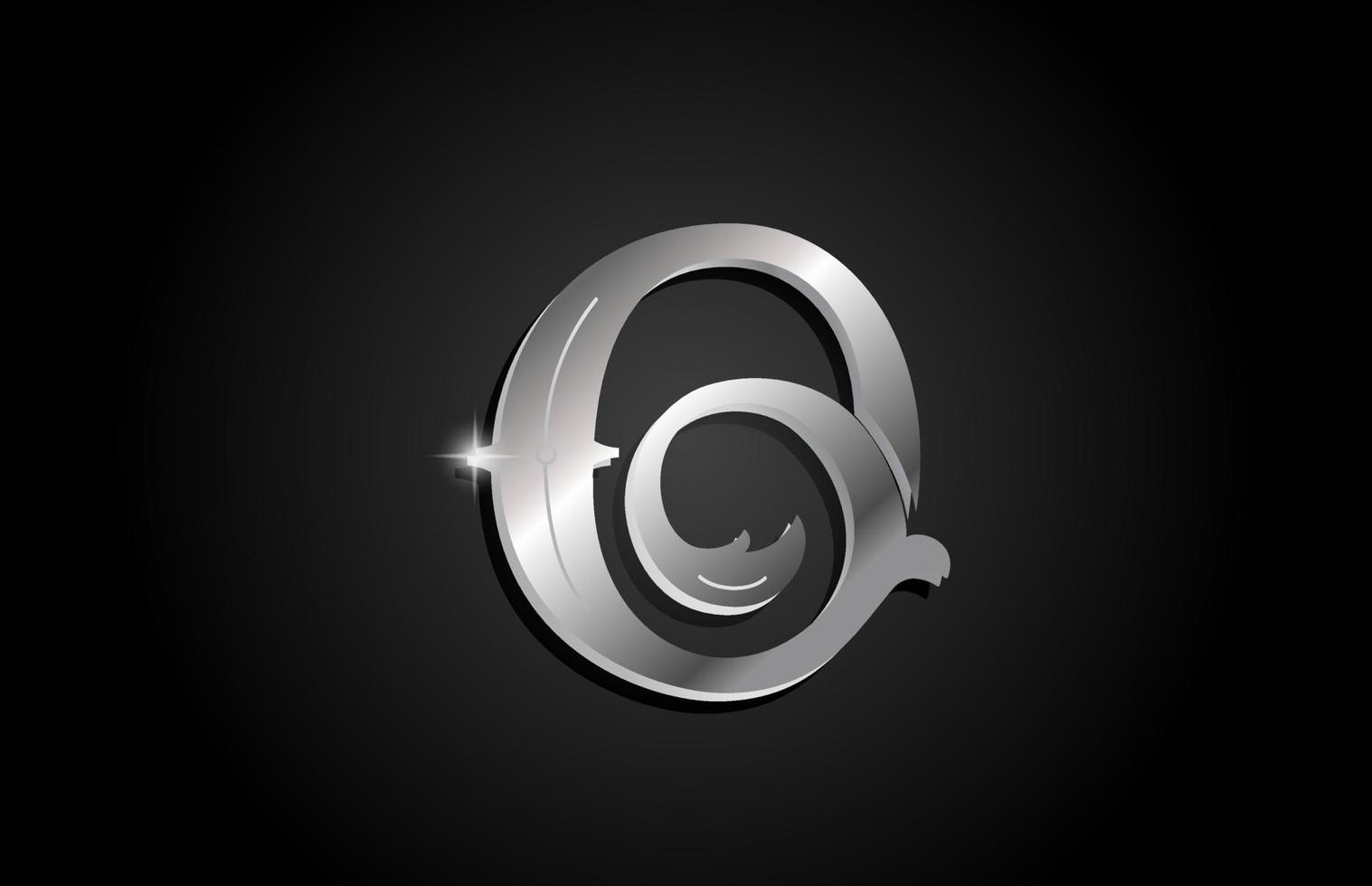 Diseño del logotipo del icono de la letra del alfabeto de metal plateado. plantilla creativa para negocio o empresa con color gris vector
