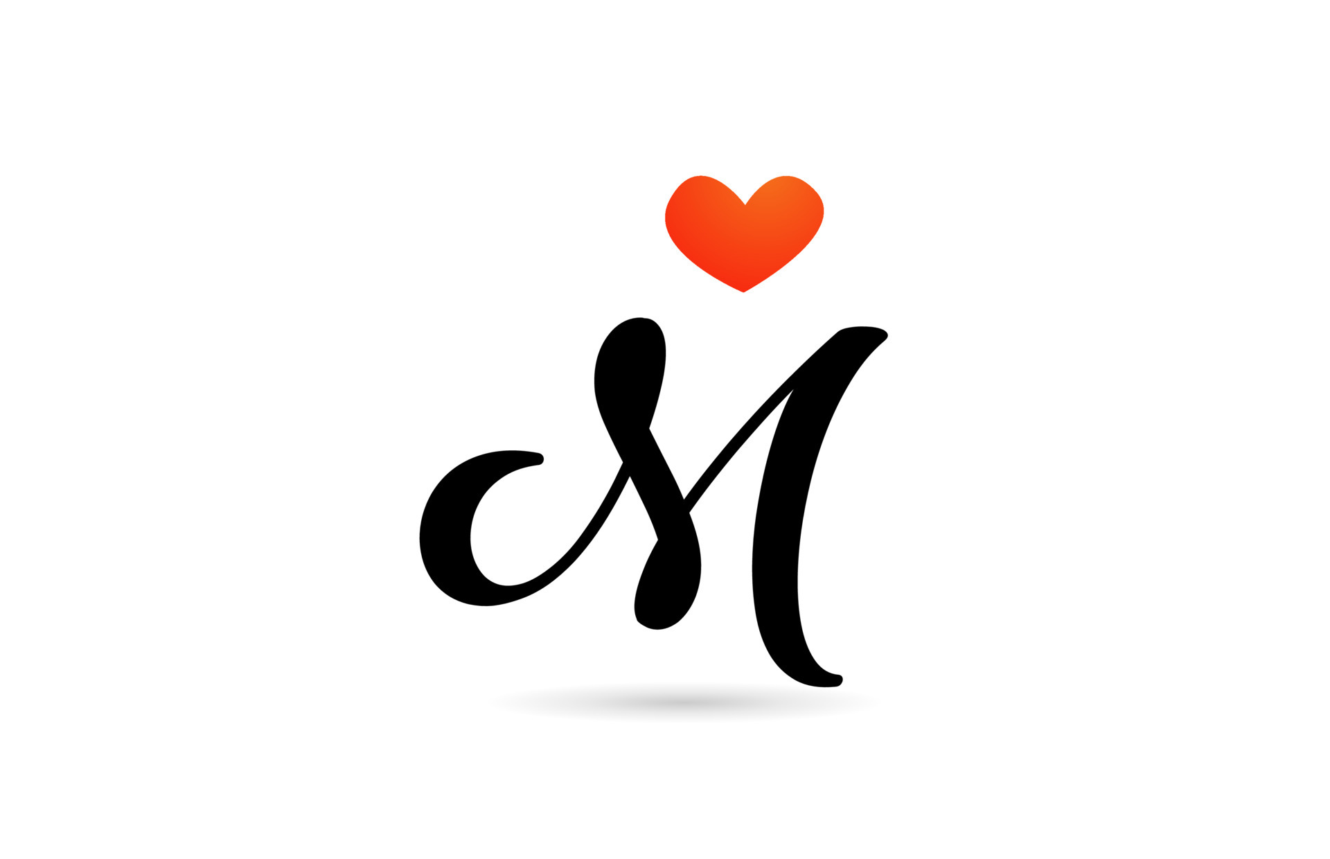 m alphabet in heart wallpaper