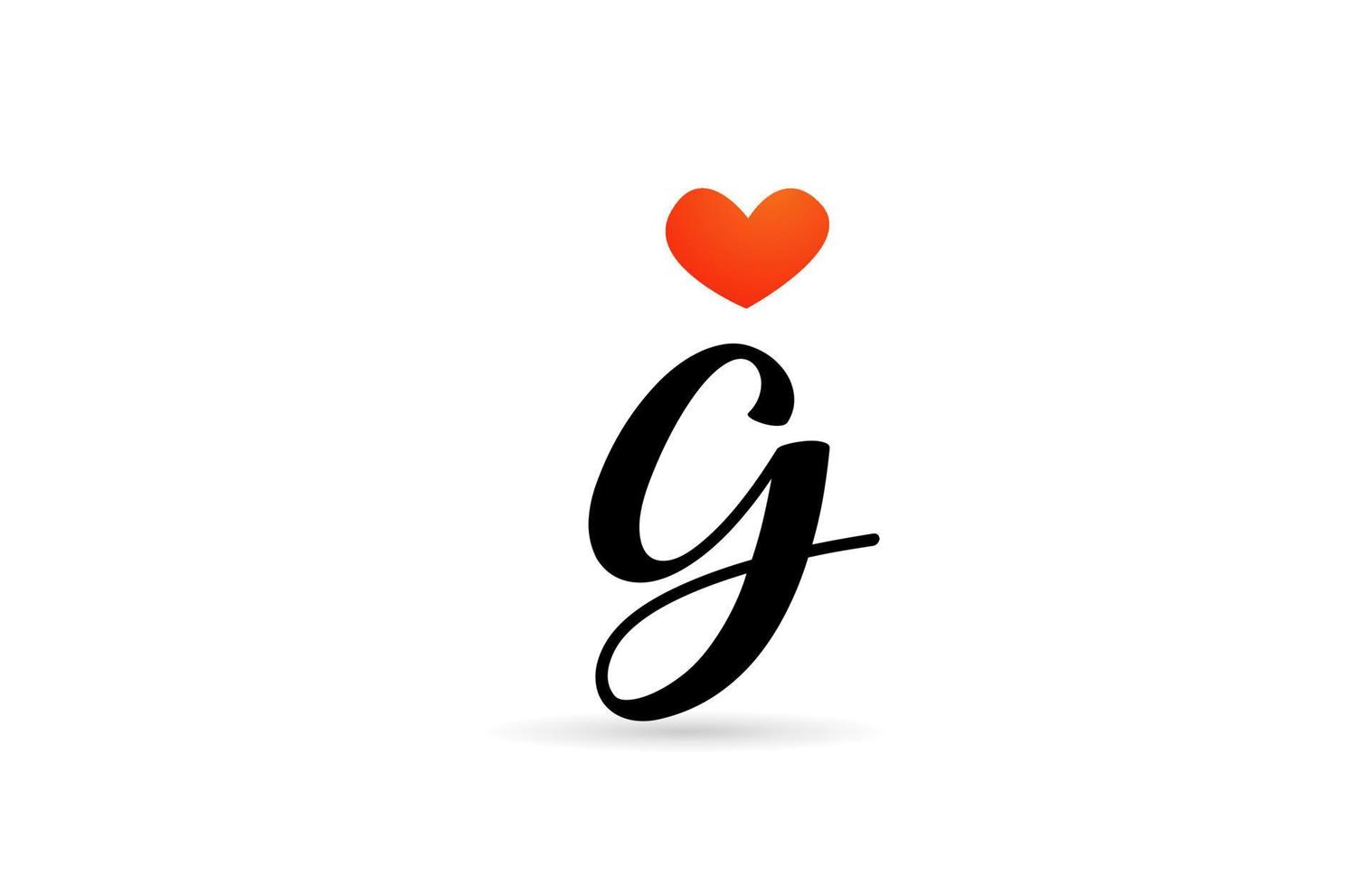 handwritten G alphabet letter icon logo design. Creative template for business with love heart vector