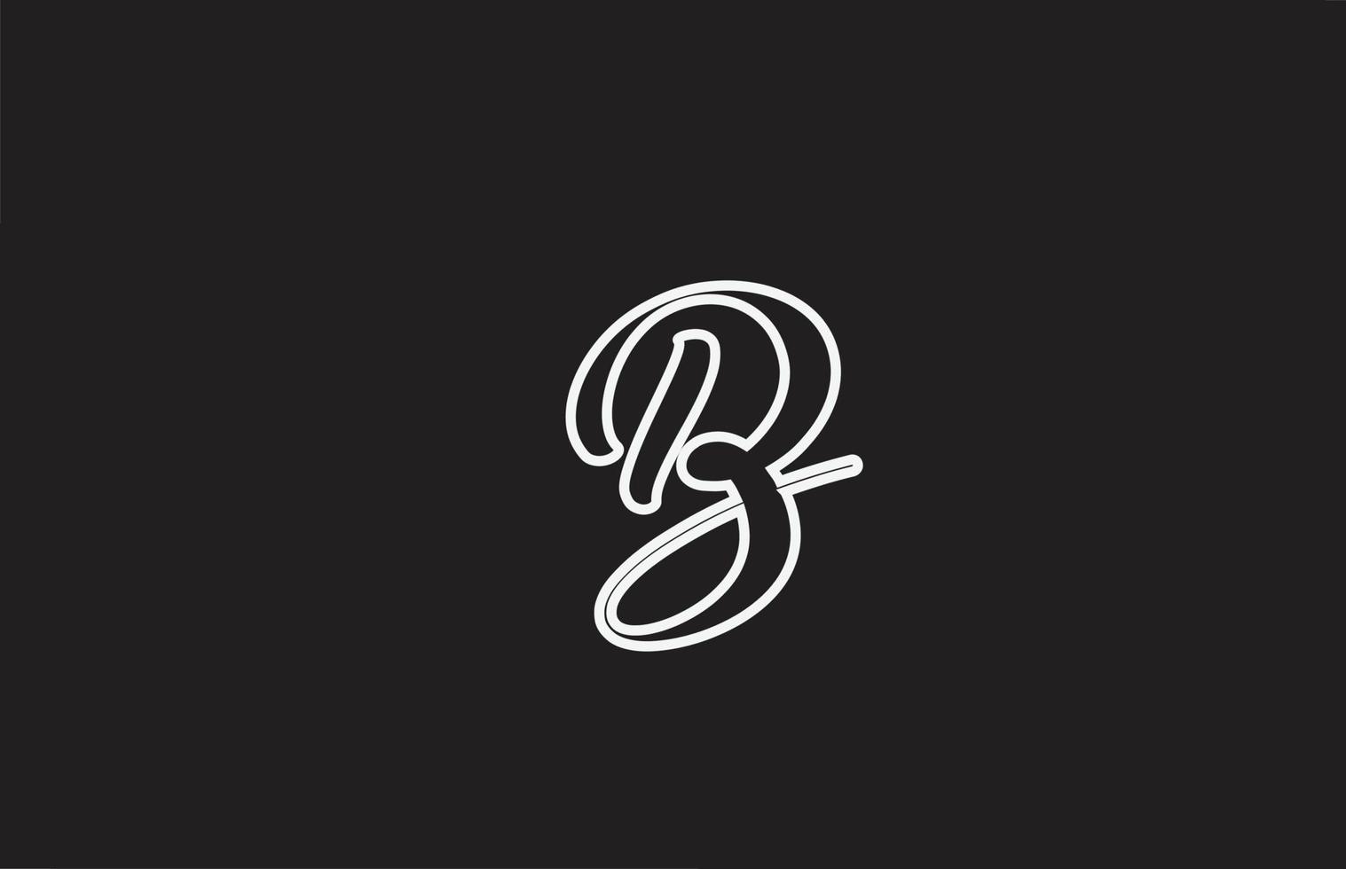 line B icon logo design with handwritten style. Creative template for company vector