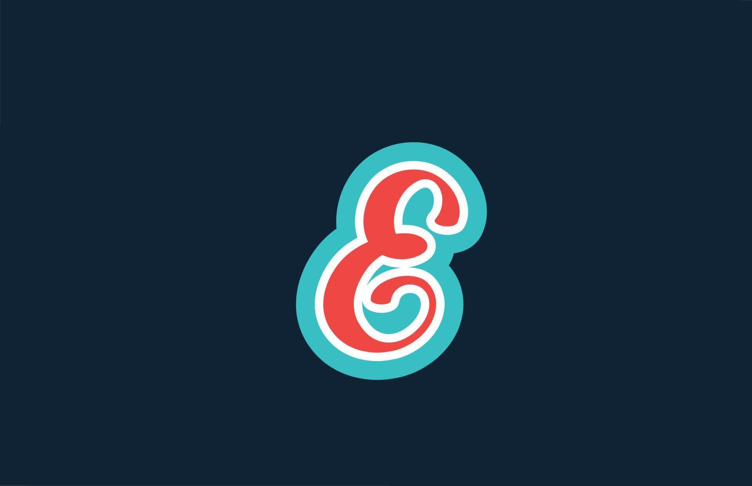 Diseño del logotipo del icono de la letra del alfabeto e escrito a mano en rojo y verde. plantilla creativa para negocios y empresas. vector