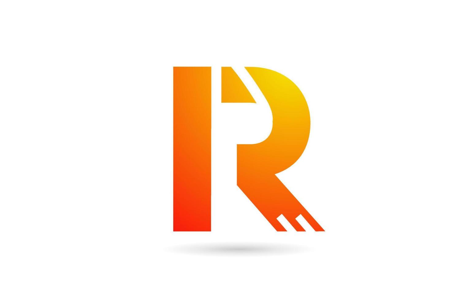 r icono de diseño de logotipo de letra de alfabeto degradado naranja. plantilla creativa para negocios vector