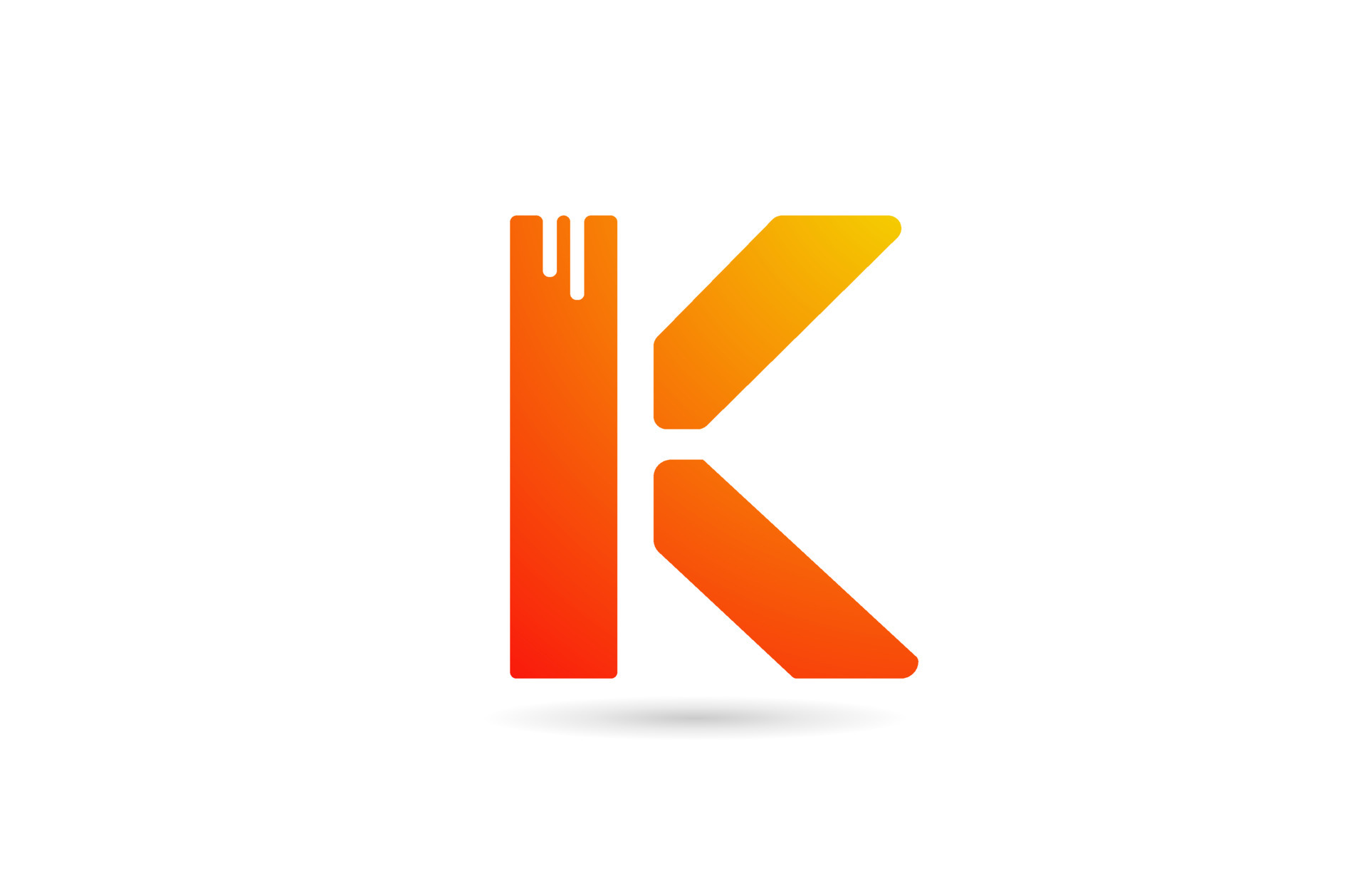 K orange gradient alphabet letter logo design icon. Creative template