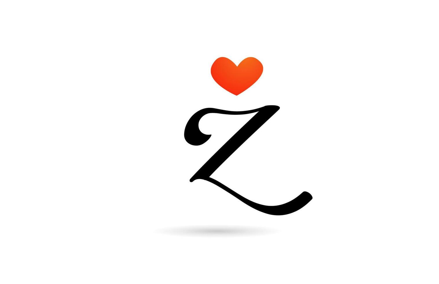 diseño del logotipo del icono de la letra del alfabeto z escrito a mano. plantilla creativa para negocios con corazón de amor vector