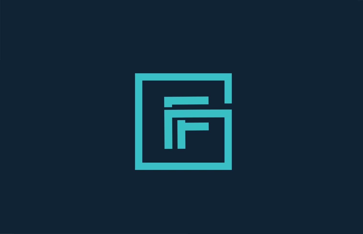 blue line F alphabet letter logo icon design. Creative template for company and business vector