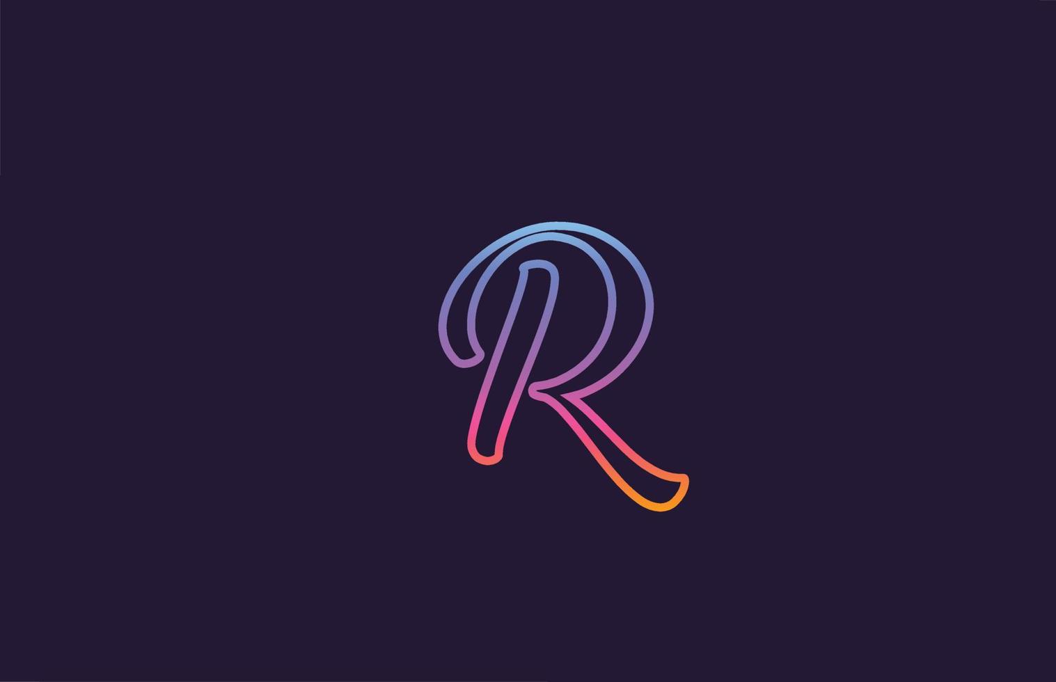 Diseño del logotipo del icono de la letra del alfabeto r. plantilla creativa para empresas y empresas con color de línea colorido vector