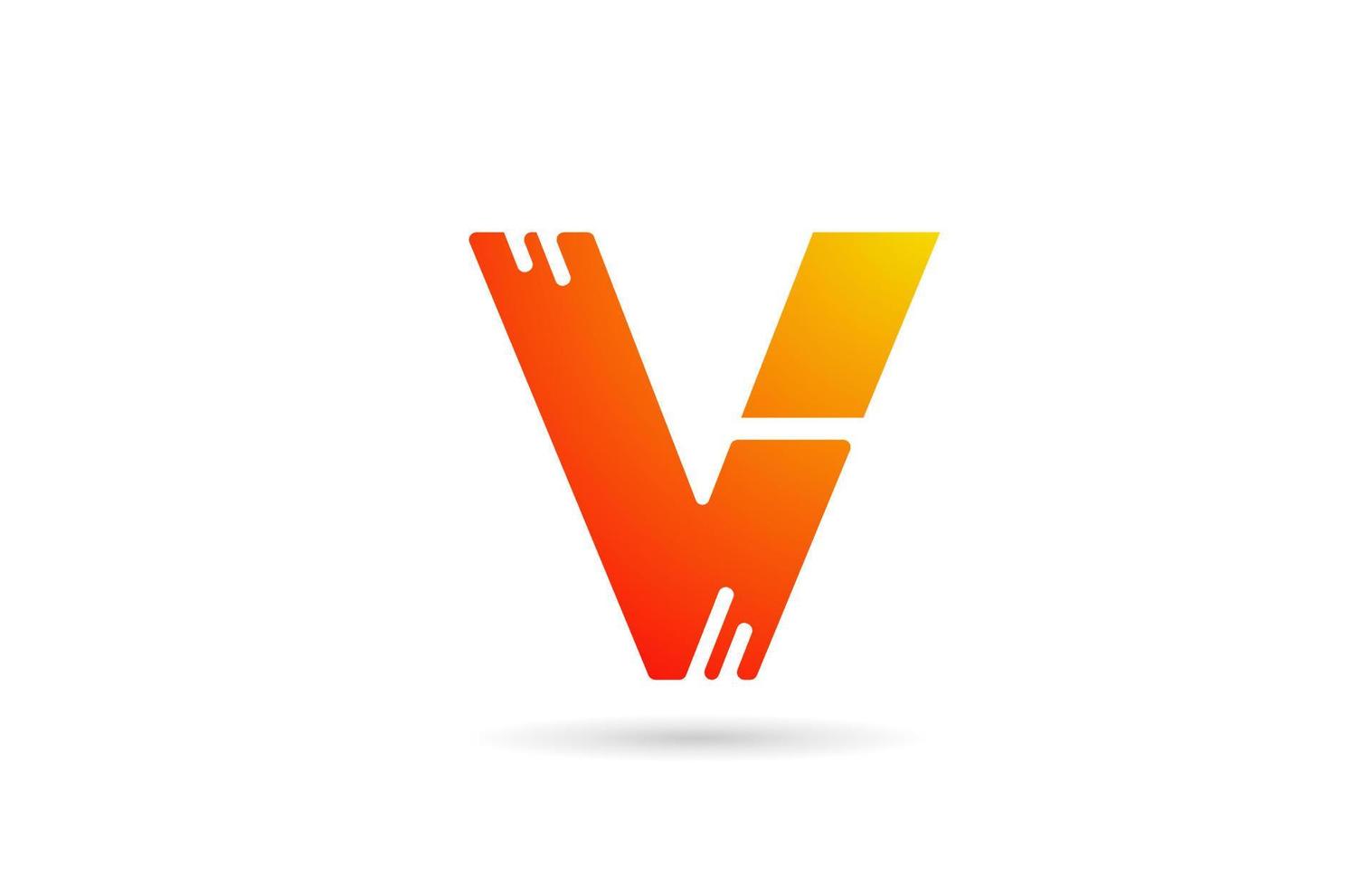 v icono de diseño de logotipo de letra de alfabeto degradado naranja. plantilla creativa para negocios vector