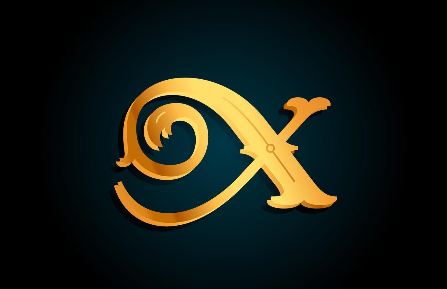 icono del diseño del logotipo de la letra del alfabeto x dorado. plantilla creativa para negocio o empresa con color amarillo vector